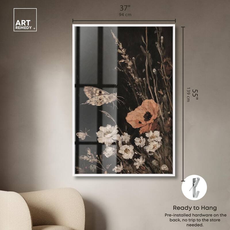 Poppy and Moth II Shadowbox by Art Remedy