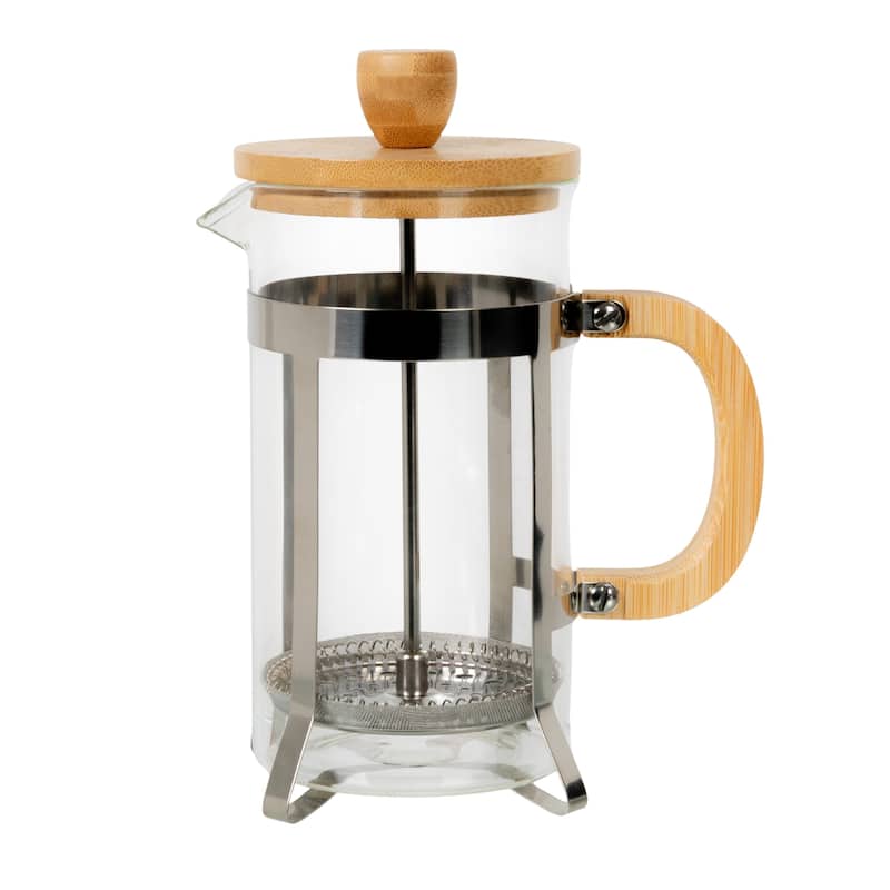 Glass and Stainless Steel French Press with Bamboo Lid and Handle