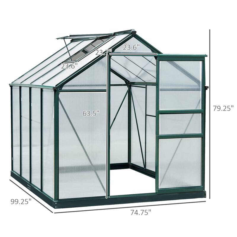 Outsunny Polycarbonate Walk-in Garden Greenhouse - Clear