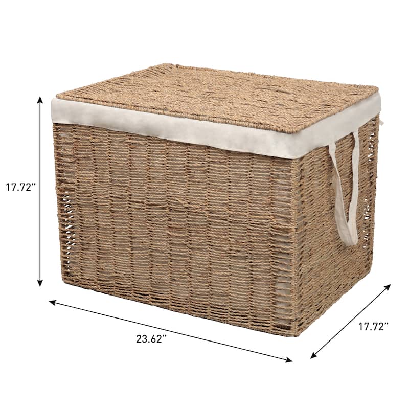 Reed Handwoven Seagrass Laundry Hamper with Lid and Removable Liner, Natural