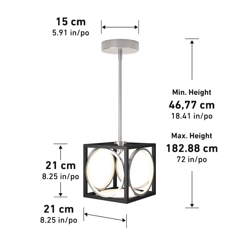 Artika Astoria LED Pendant Ceiling Light, Black & Brushed Nickel