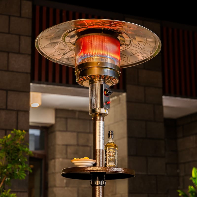 Outdoor Metal Propane Gas Patio Heater with Wheels and Drink Stand