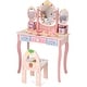 preview thumbnail 7 of 5, 2 in 1 Kids Vanity Set with Mirror Princess Makeup Dressing Table White