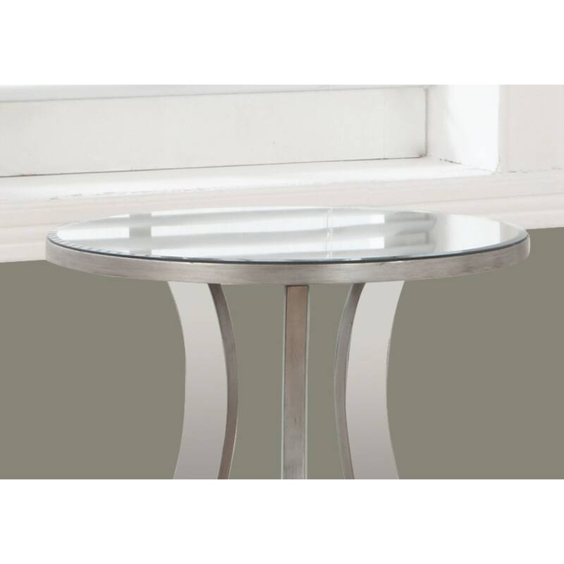 Luxury Accent Table - Mirrored Geometric Design - Living Room Decor - Round Tabletop - Stylish Side Table - 24