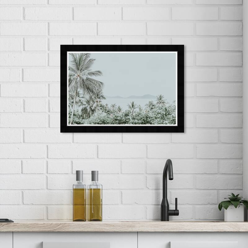 Wynwood Studio Prints Floral and Botanical Silver Grey Paradise Gray and Dark Green Tropical Wall Art Canvas Print - Black