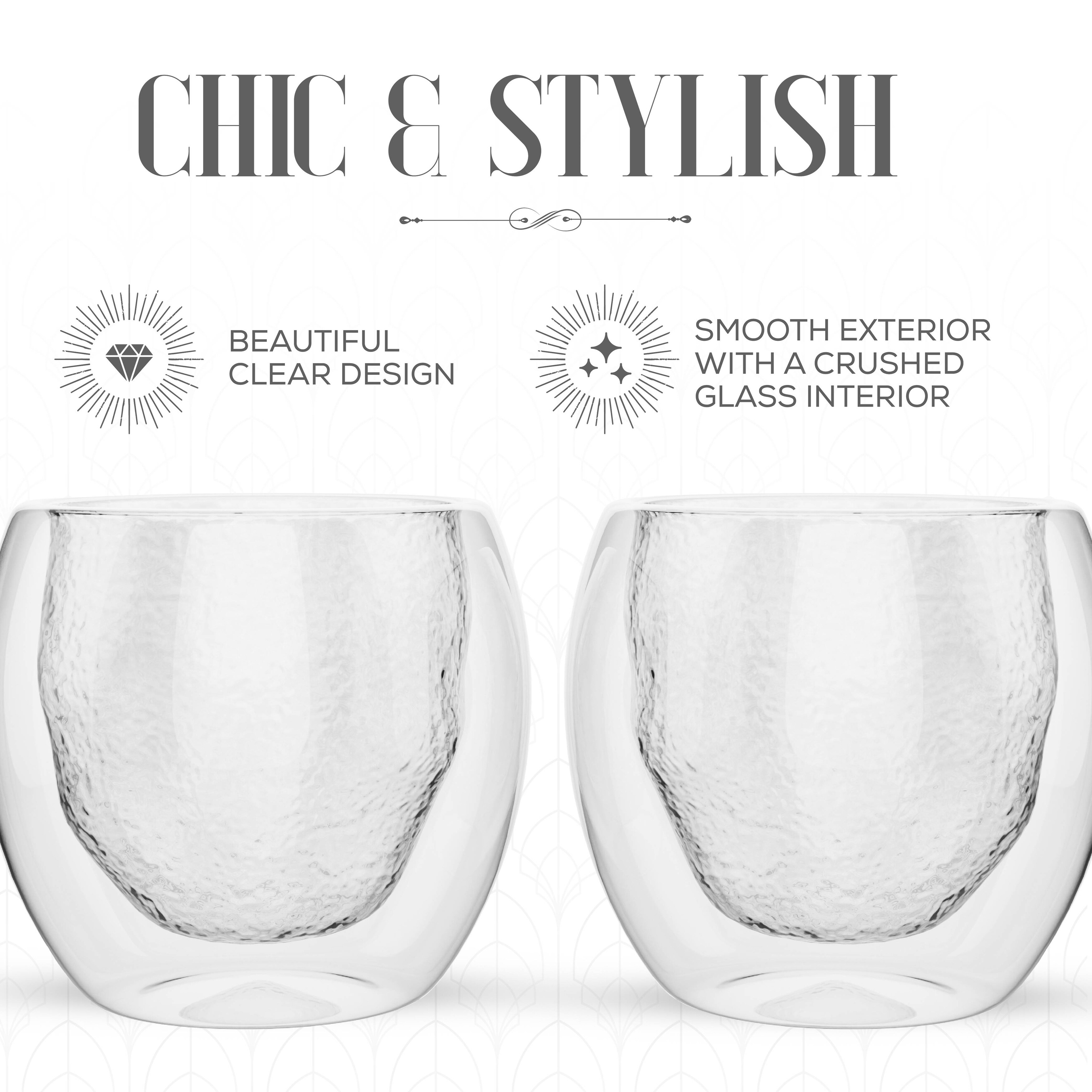 Elle Decor Set of 2 Double Walled Espresso Glasses, 2-Ounces/70ml, Clear