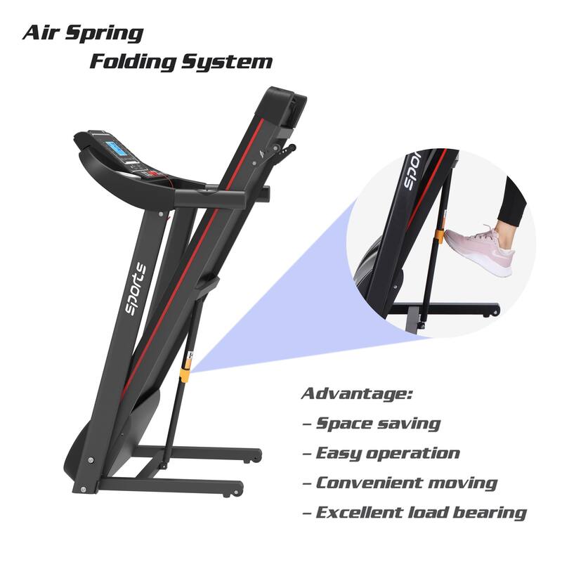 Foldable Treadmill, Home Workout Electric Walking Treadmill Machine, Black