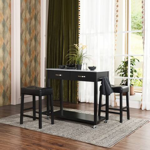 Furniture R American Iindustrial Solid Wooden Bar table Set(Set of 3) - 3-pc