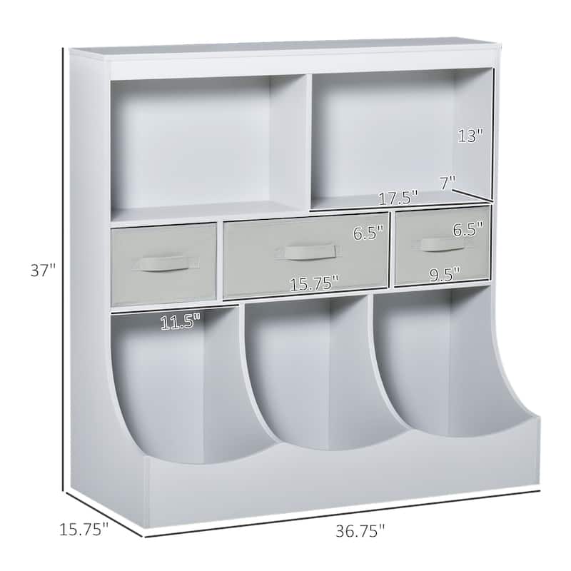 Kids Bookcase, Toy Storage Organizer Cabinet, Children Display Bookshelf with Drawers for Toys, Clothes, Books