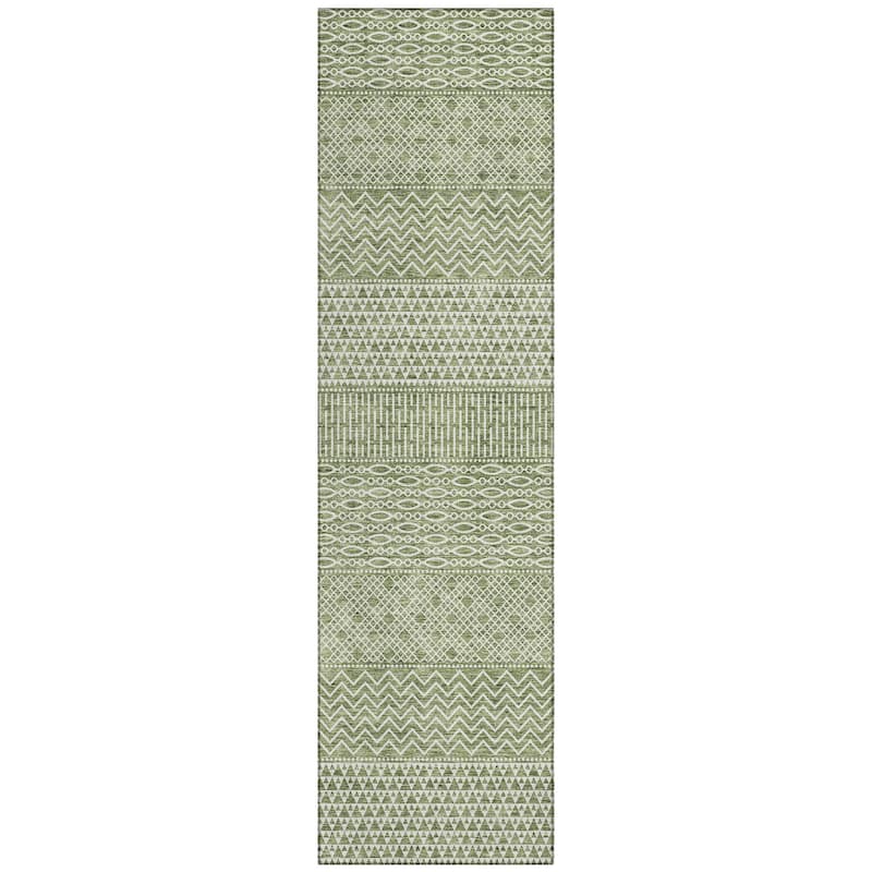 Machine Washable Indoor/ Outdoor Modern Stripes Chantille Rug