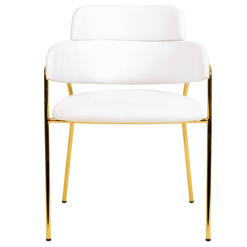 LeisureMod Axis Set of 2 Modern Upholstered Dining Chairs with Gold Stainless Steel Legs, Pair of Accent Side Chairs for Kitchen