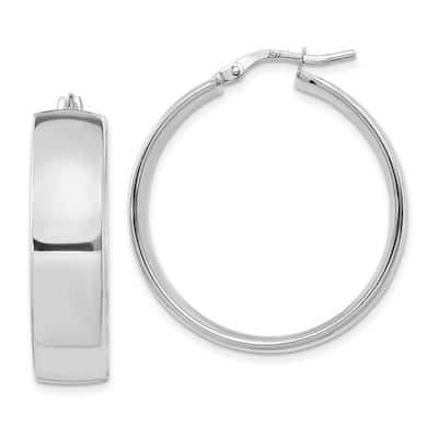 Curata 14k White Gold 40x7.75mm Polished Hoop Earrings