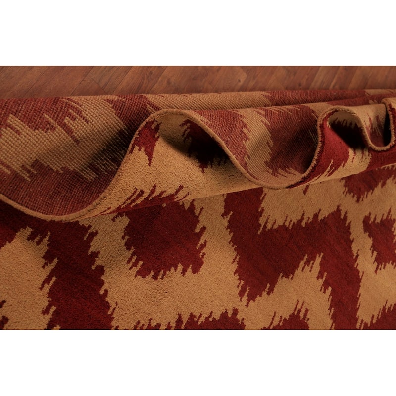 Hand Knotted Oriental 100% Wool Carpet Modern Geometric Red Moroccan Area Rug - 13' 10'' X 10' 0''