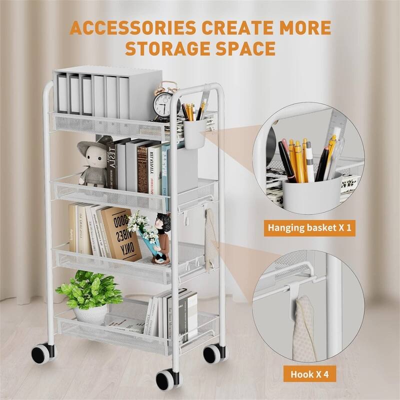 Bar Cart 3 Tiers Removable Storage Tray with Wine Rack - 10.24"D x 17.72"W x 33.46"H