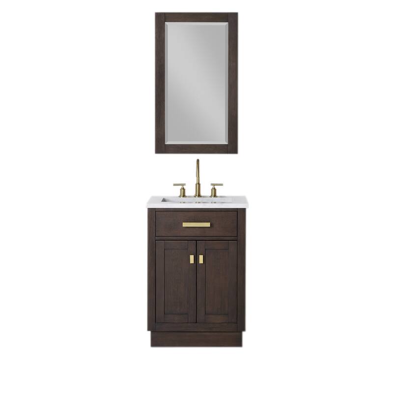 Chestnut 24" Single Bathroom Vanity Vanity with Mirror(s) and Faucet(s)