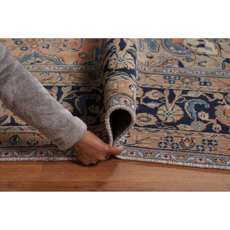 Light Orange Mashad Persian Area Rug Handmade Wool Carpet - 9'9"x 12'3"