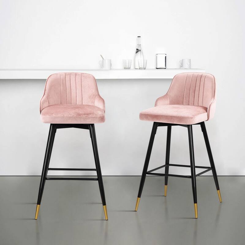 Modern Velvet Upholstered Swivel Counter/ Bar Stools Set of 2/4