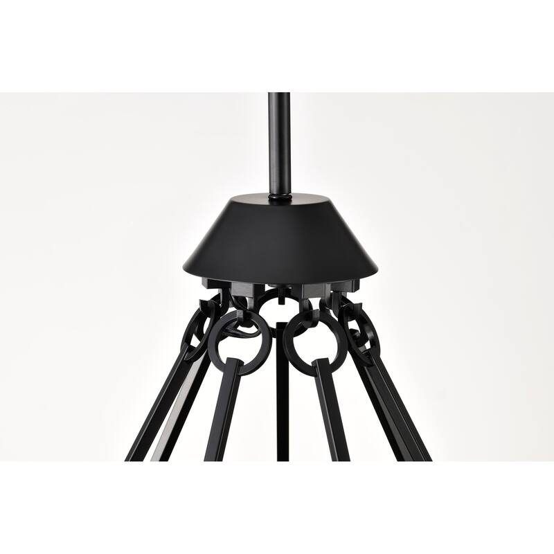 Valentine 7 Light Chandelier Black Finish Hammered Glass