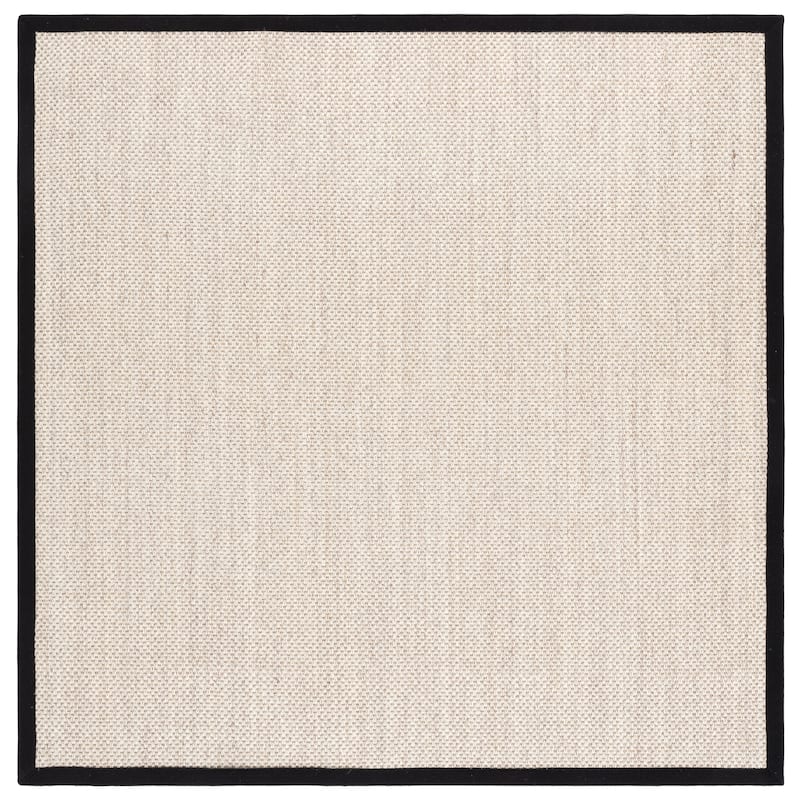 SAFAVIEH Natural Fiber Lorine Casual Border Sisal Rug - 4' Square - Marble/Black