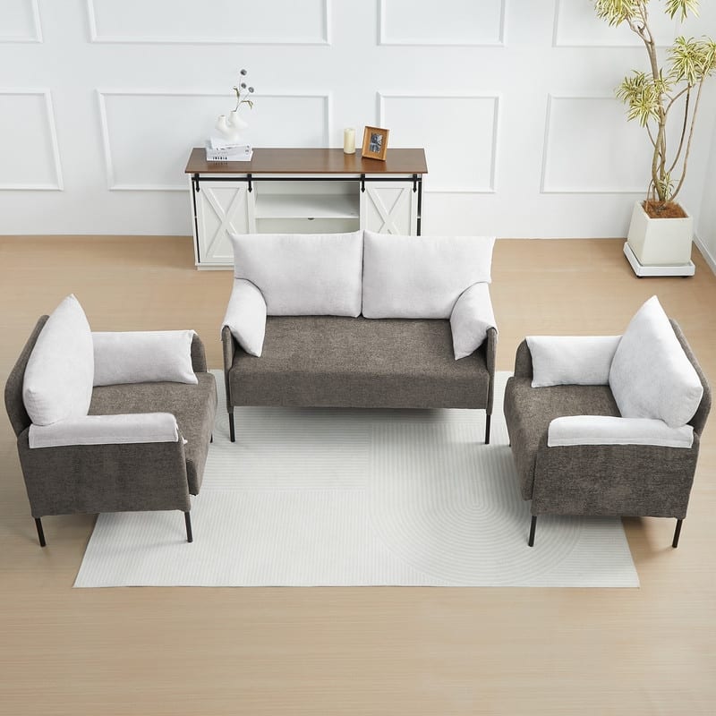 Two-Tone Loveseat Sofa with Wrapped Armrests
