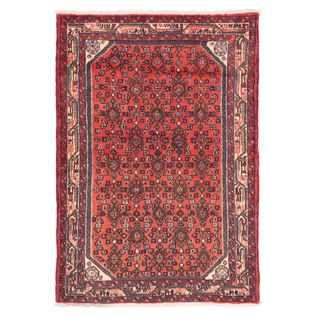 ECARPETGALLERY Hand-knotted Andelz Red Wool Rug - 3'3 x 4'9