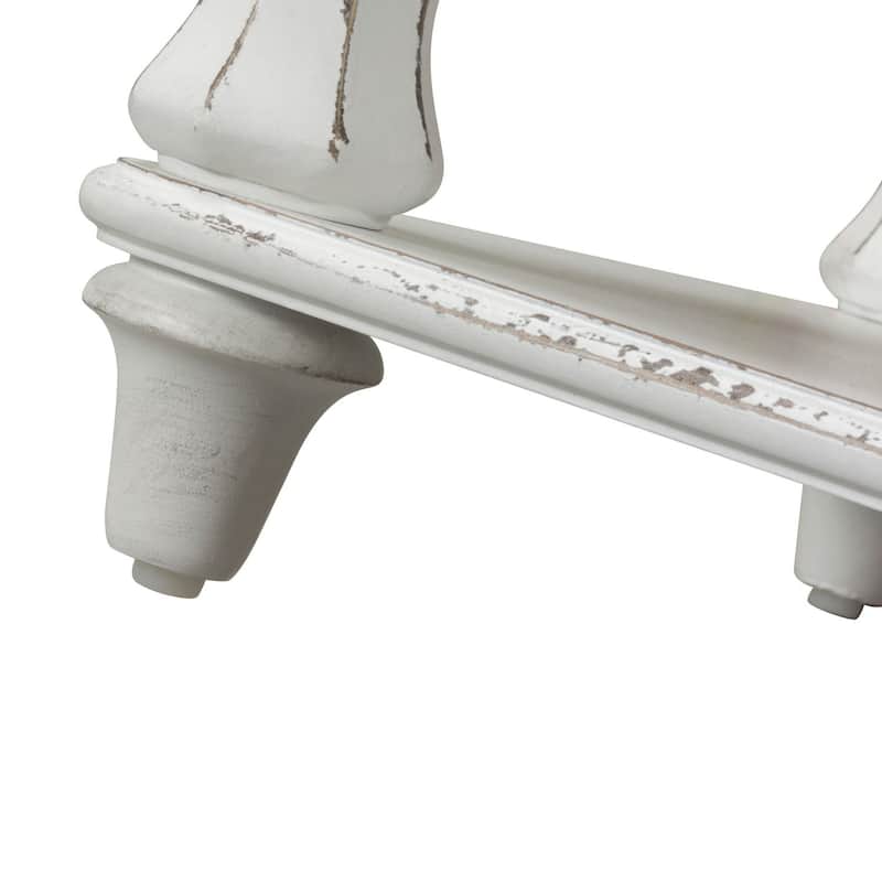 Magnolia Manor Antique White Weathered Bark Bed Bench