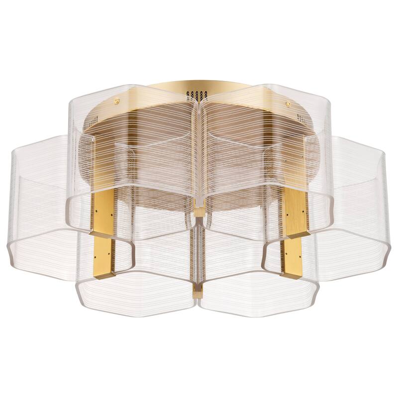 Kenzo LED 6 Light Flush Mount Vintage Brass Finish Light Guide Panel - Polished Anodized Bronze