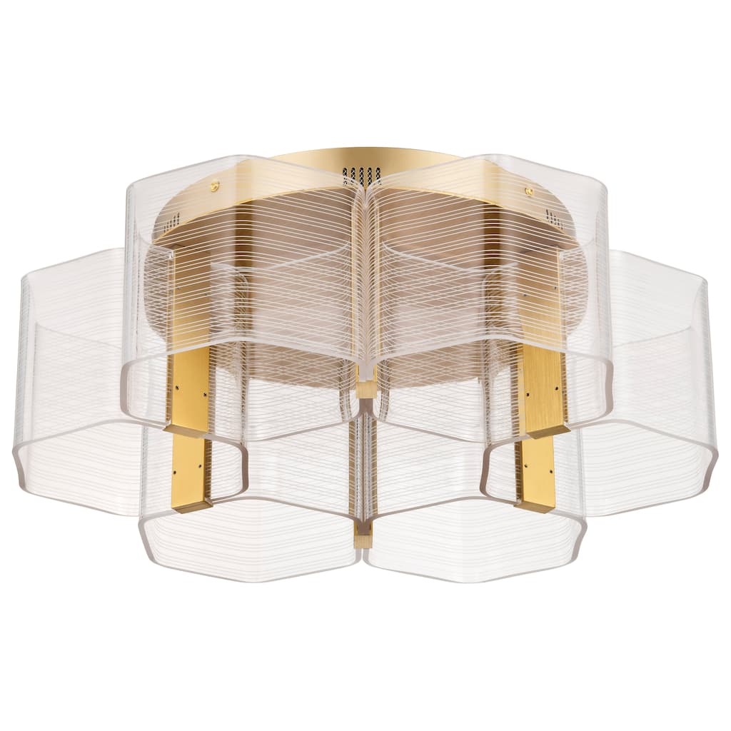 Kenzo LED 6 Light Flush Mount Vintage Brass Finish Light Guide Panel - Polished Anodized Bronze