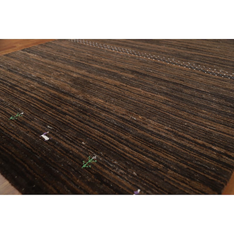 Hand Knotted Oriental 100% Wool Carpet Tribal Tribal Brown Gabbeh Area Rug - 7' 6'' X 5' 5''