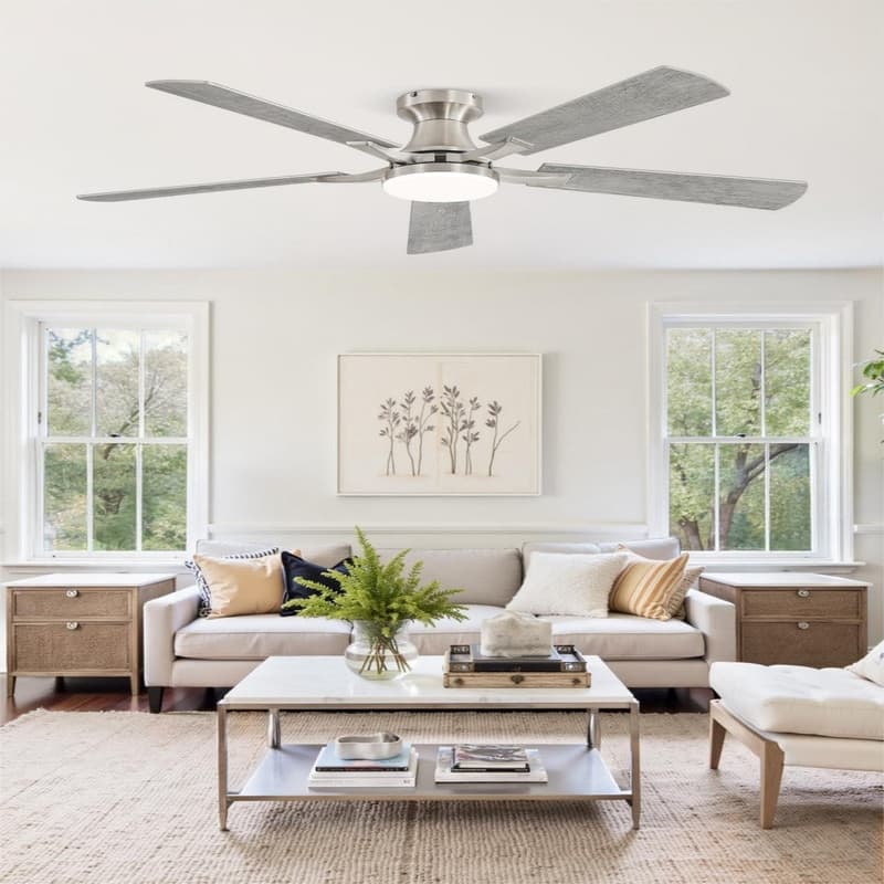 20W Dimmable LED Ceiling Fan with Light, App & Remote Control, Flush Mount Low Profile, Quiet Reversible Motor for Bedroom