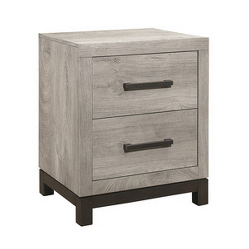 Wood Grain Gray 2 Drawer 20 in. W Nightstand with Sturdy Hardware and Ample Storage