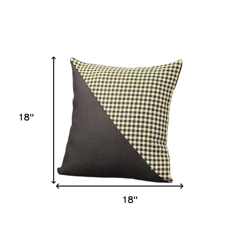 HomeRoots Set Of Two 18" X 18" Black And Yellow Polyester Houndstooth Zippered Pillow