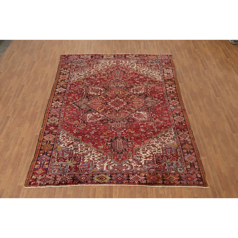 Hand Knotted Oriental 100% Wool Carpet Traditional Medallion Red Heriz Area Rug - 12' 5'' X 9' 0''