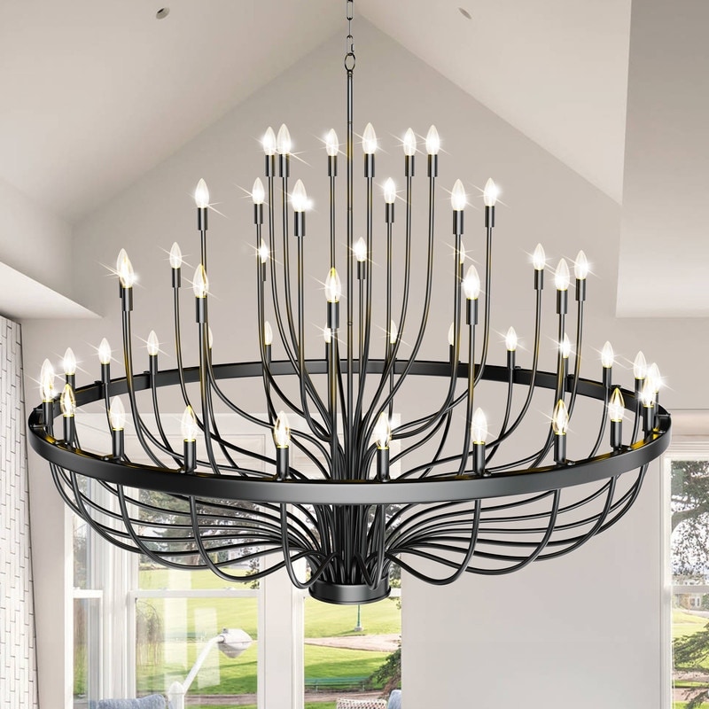 Black Candle Chandelier Modern Farmhouse Chandelier for High Ceilings