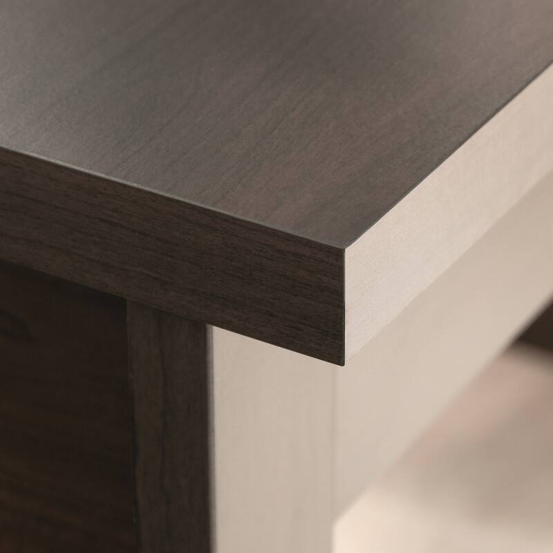 Wood Transitional Desk with 2 Smooth-Glide Drawers, Brown