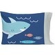 preview thumbnail 5 of 3, Everything Kids Navy and Light Blue Shark 4 Piece Toddler Bed Set