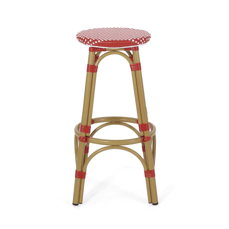 Starla Outdoor Aluminum and Wicker 29.5 Inch Barstools (Set of 2) by Christopher Knight Home - N/A