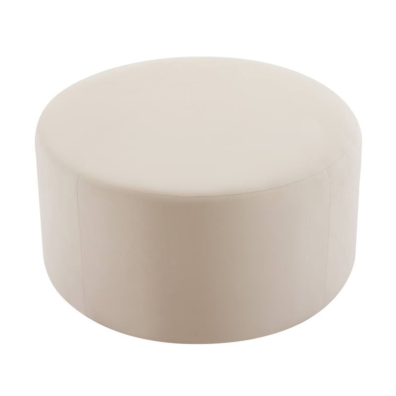 Upholstered Round Ottoman,PU Leather