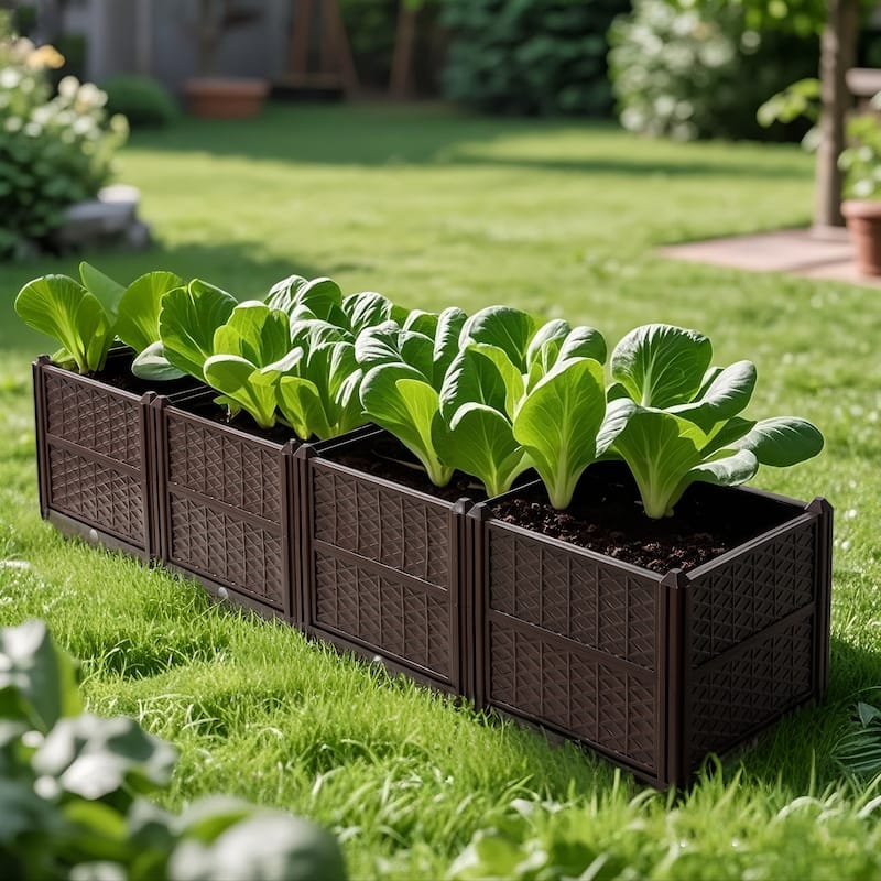 Garden Planter Box with Drainage Tray for Balcony Patio Porch Living
