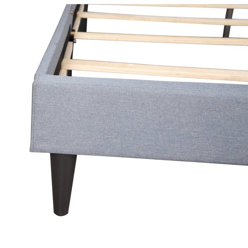 Twin Bed Frame Blue Farmhouse Style, Tufted Headboard & Footboard, Adjustable, 42x81x47 Inch