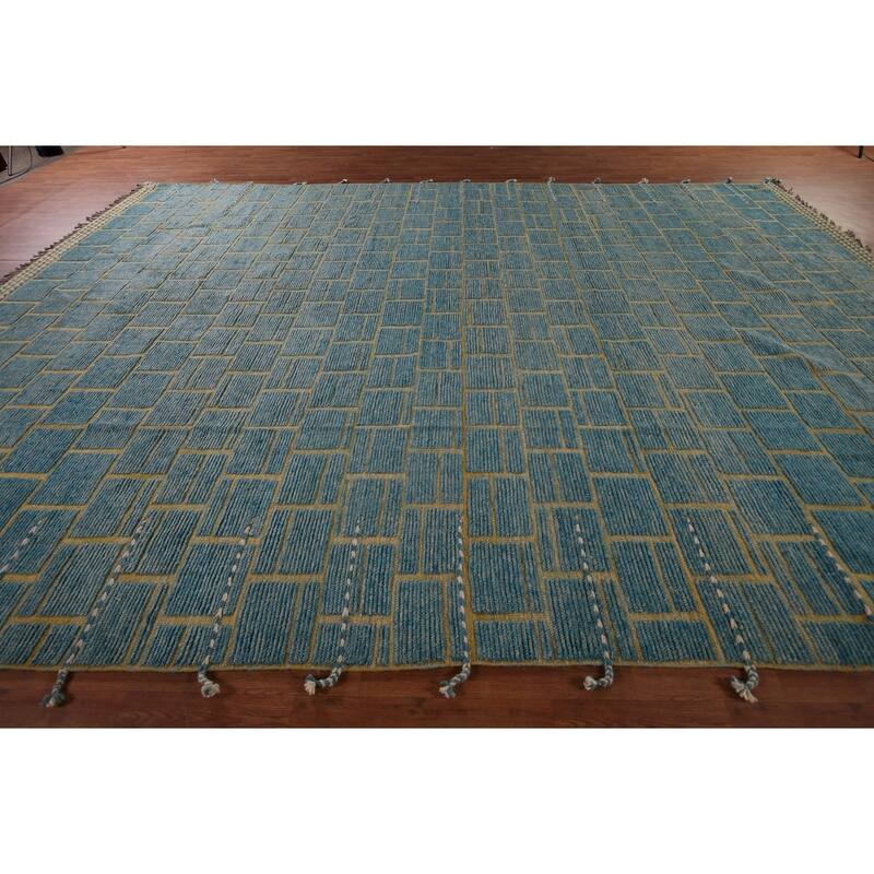Geometric Modern Moroccan Large Area Rug Handmade Wool Carpet - 11'10"x 16'0"