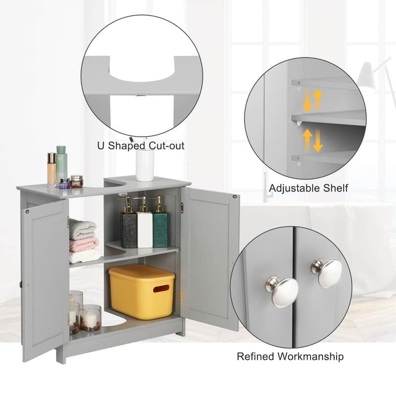 Modern Pedestal Under Sink Storage Bathroom Vanity Cabinet