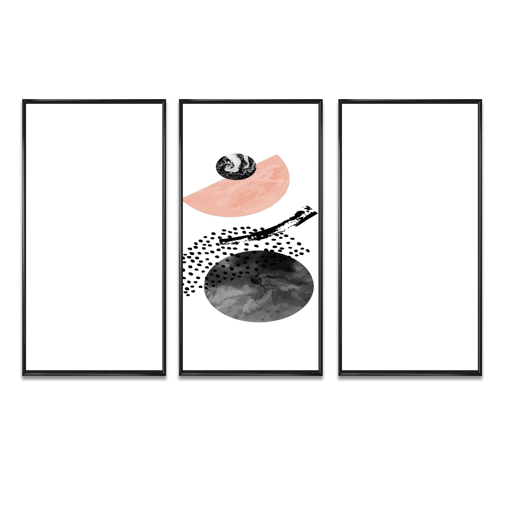 Designart "Abstract Geometric With Minimal Half Moons On Pink" Modern