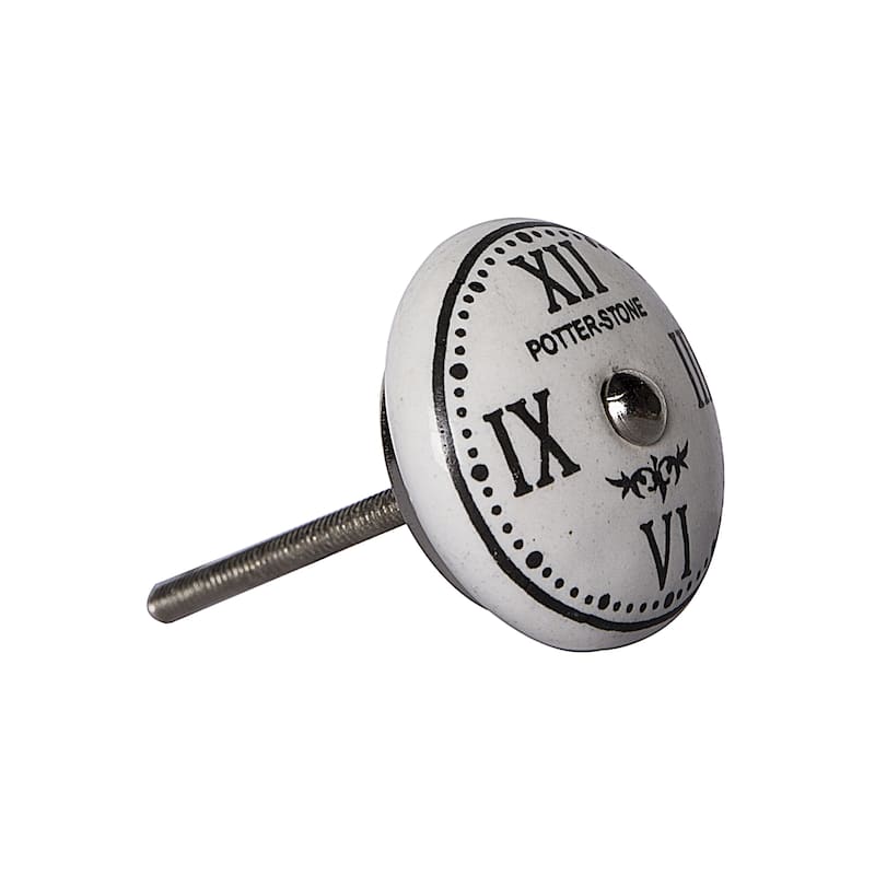 HomeRoots Set of Eight Black And White Ceramic And Metal Drawer Pull Knobs - 1.5' X '1.5' X '1.5