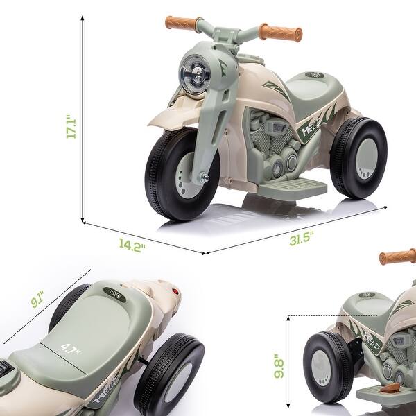 Ride on Bubble Car, 6V Kids Motorcycle, 3 Wheeled 2 MPH Electric Motorbike for Toddler with LED Headlight, Music - Cream White