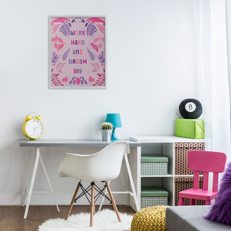 Stupell Work Hard Dream Big Framed Giclee Art Design By Julia Fox