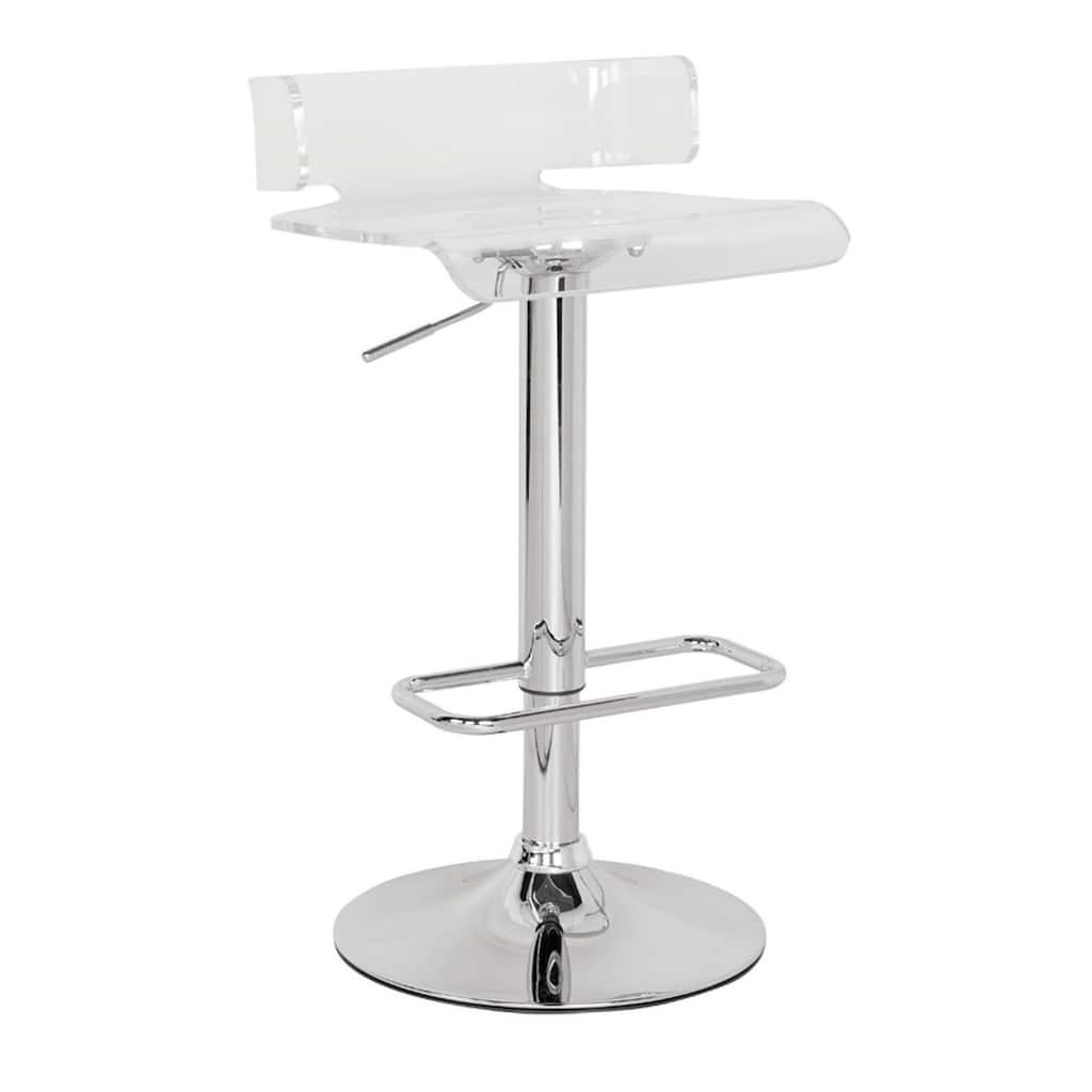 Smart Looking Adjustable Stool with Swivel, Clear & Chrome