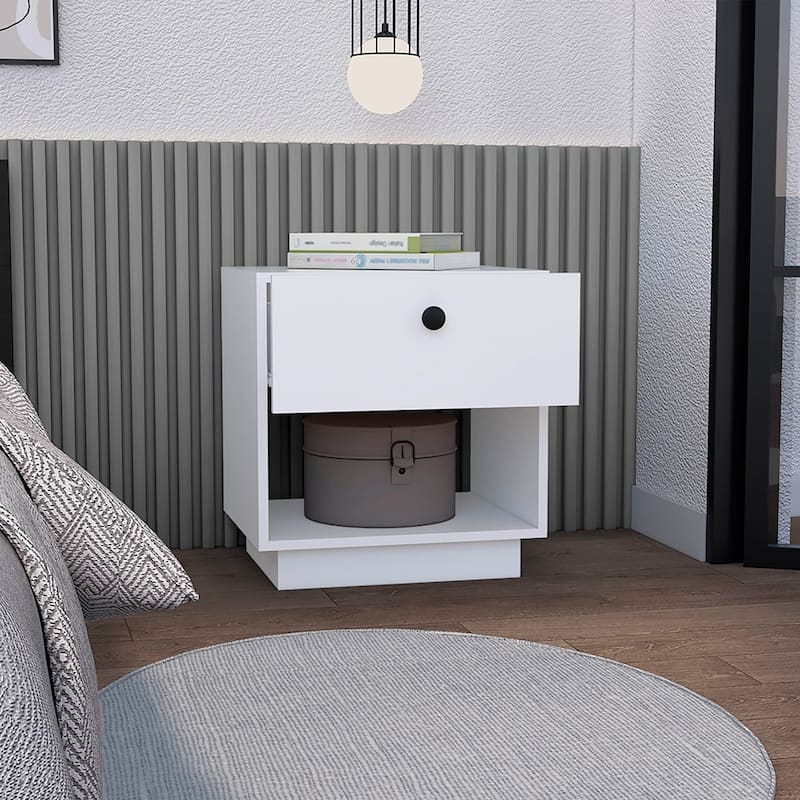 ，for Living Room,and Dining RoomNightstand Viliigili,One Drawer,White Finish