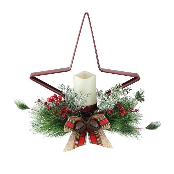 Shop 15 Green And Red Battery Operated Christmas Star Candle Holder Overstock 21210386
