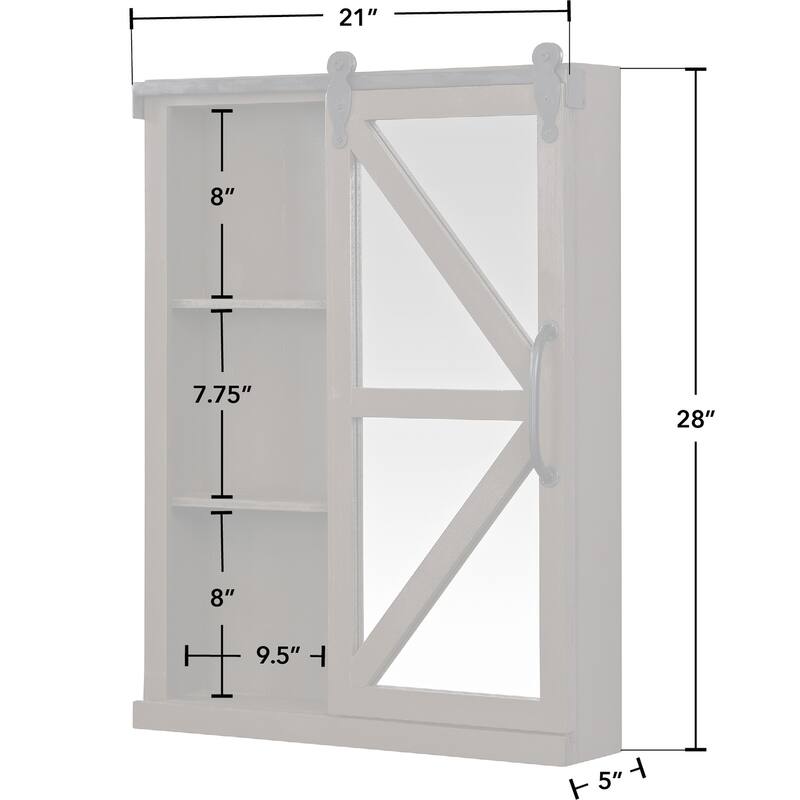 FirsTime & Co. Winona Farmhouse Barn Door Cabinet Mirror, Mirror, 21 x 5.5 x 28 in, American Designed